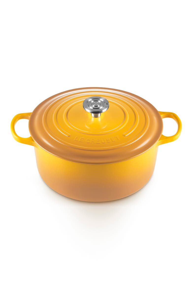 Signature 7.25-Quart Round Enameled Cast Iron Dutch Oven, Alternate, color, NECTAR