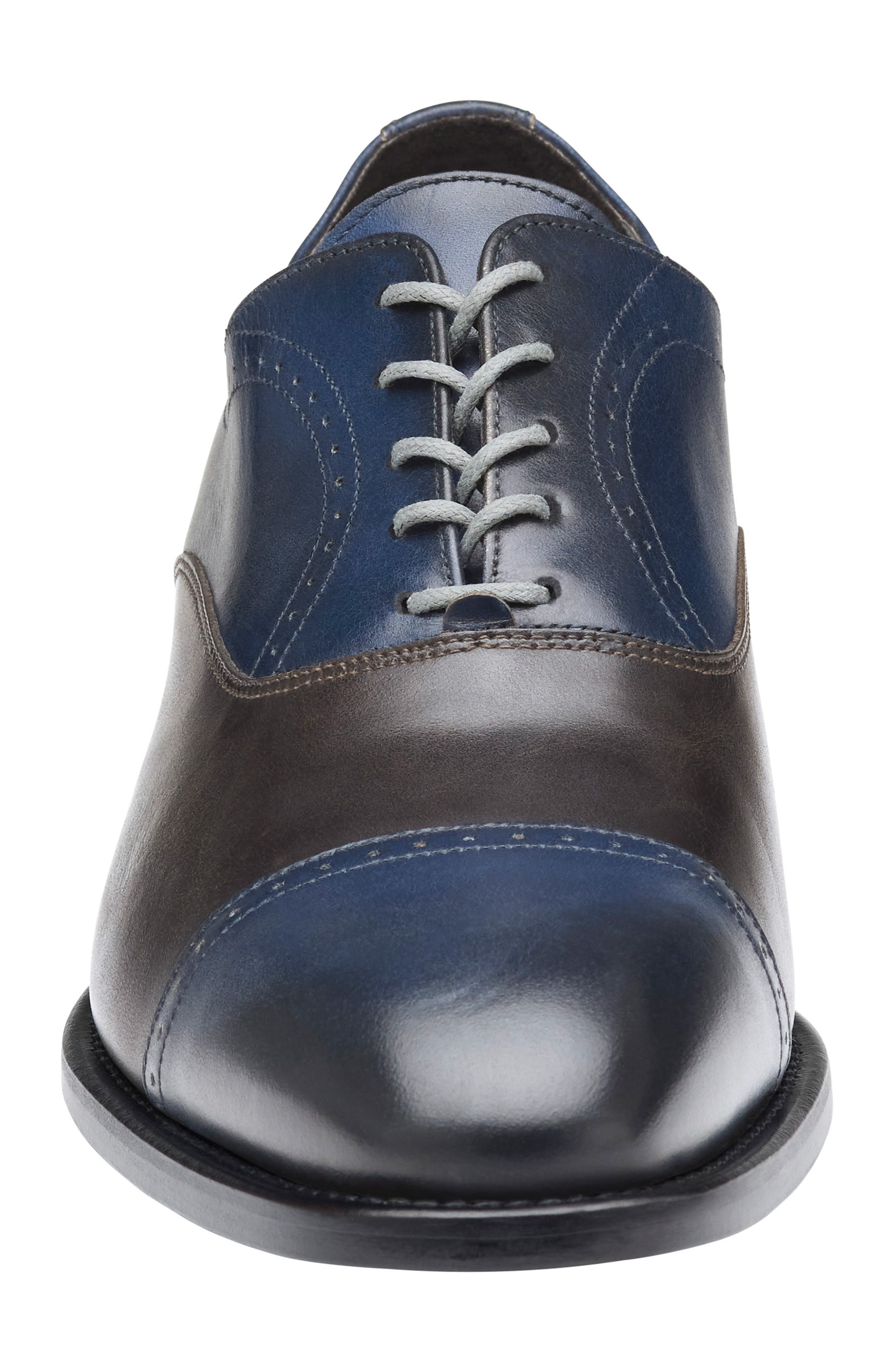 Johnston & Murphy Ellsworth Cap Toe Oxford, Alternate, color, Navy/Brown Italian Calfskin