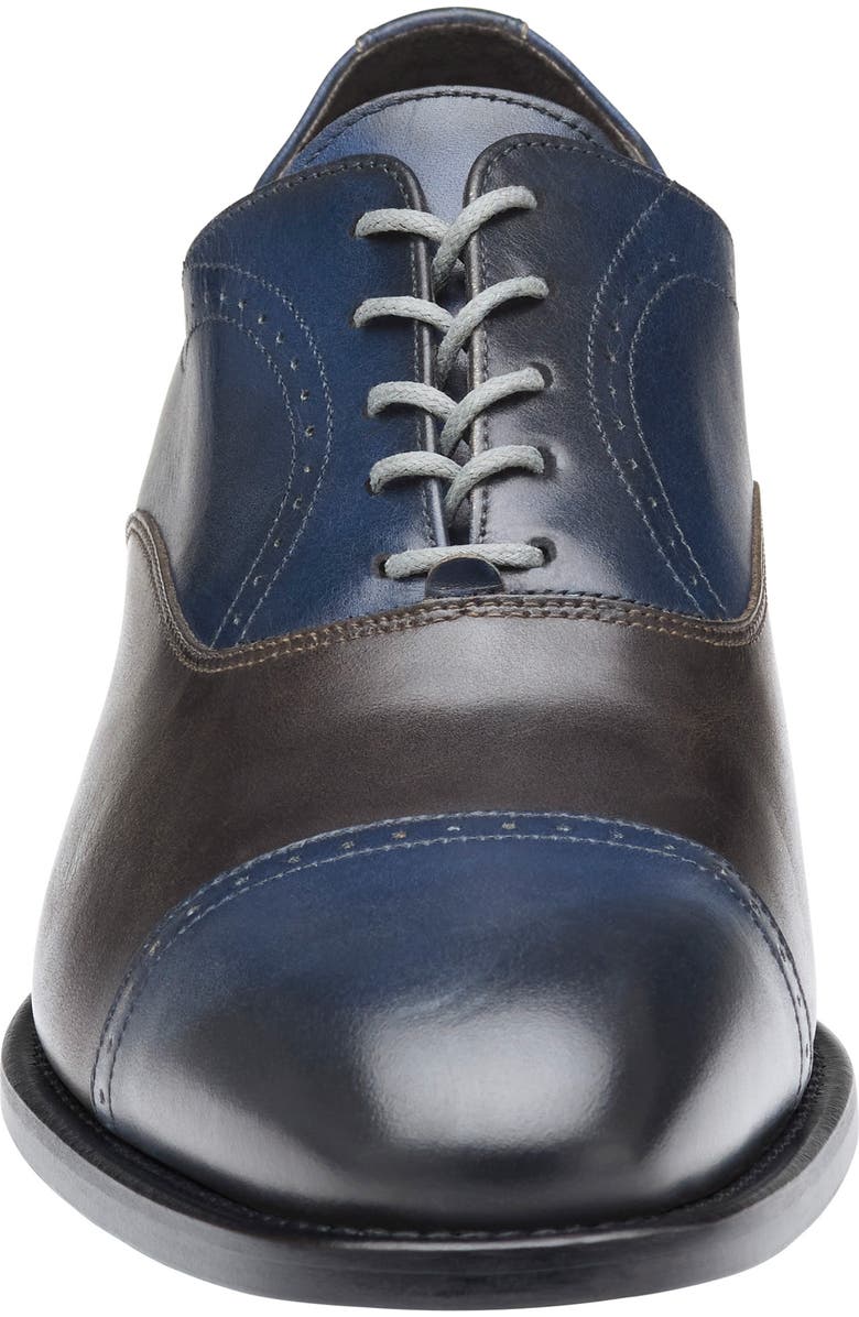 Johnston & Murphy Ellsworth Cap Toe Oxford, Alternate, color, Navy/Brown Italian Calfskin