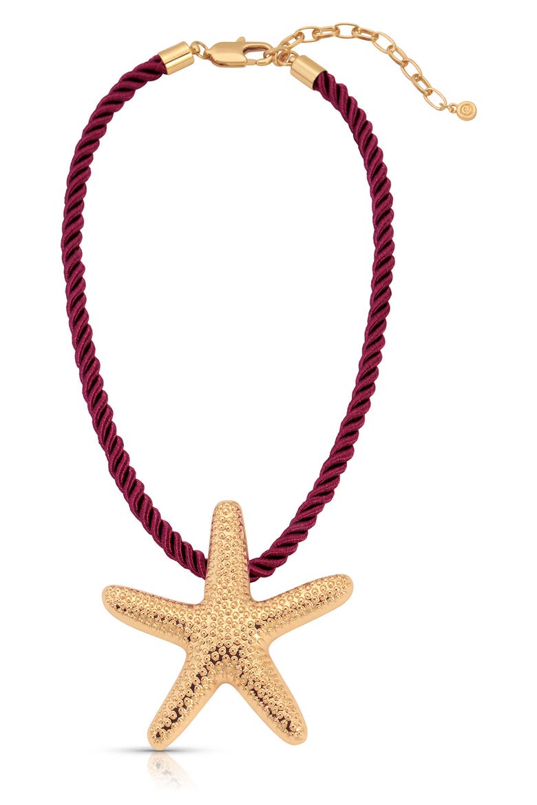 Starfish Pendant Necklace, Alternate, color, BURGUNDY