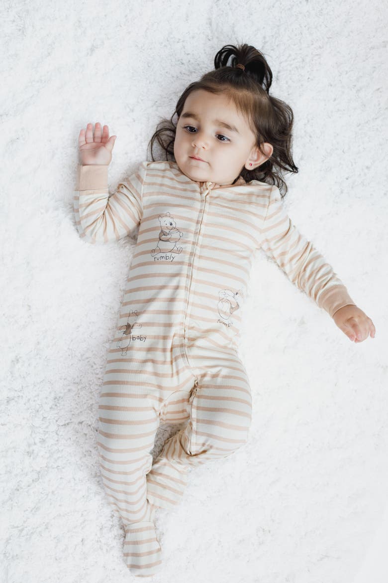 Winnie the Pooh Footed One Piece Sleep N Play, Alternate, color, Winnie the Pooh Grey