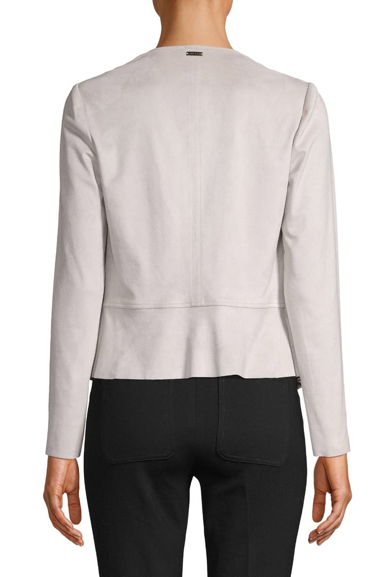 Drape Front Faux Suede Jacket, Alternate, color, STONE