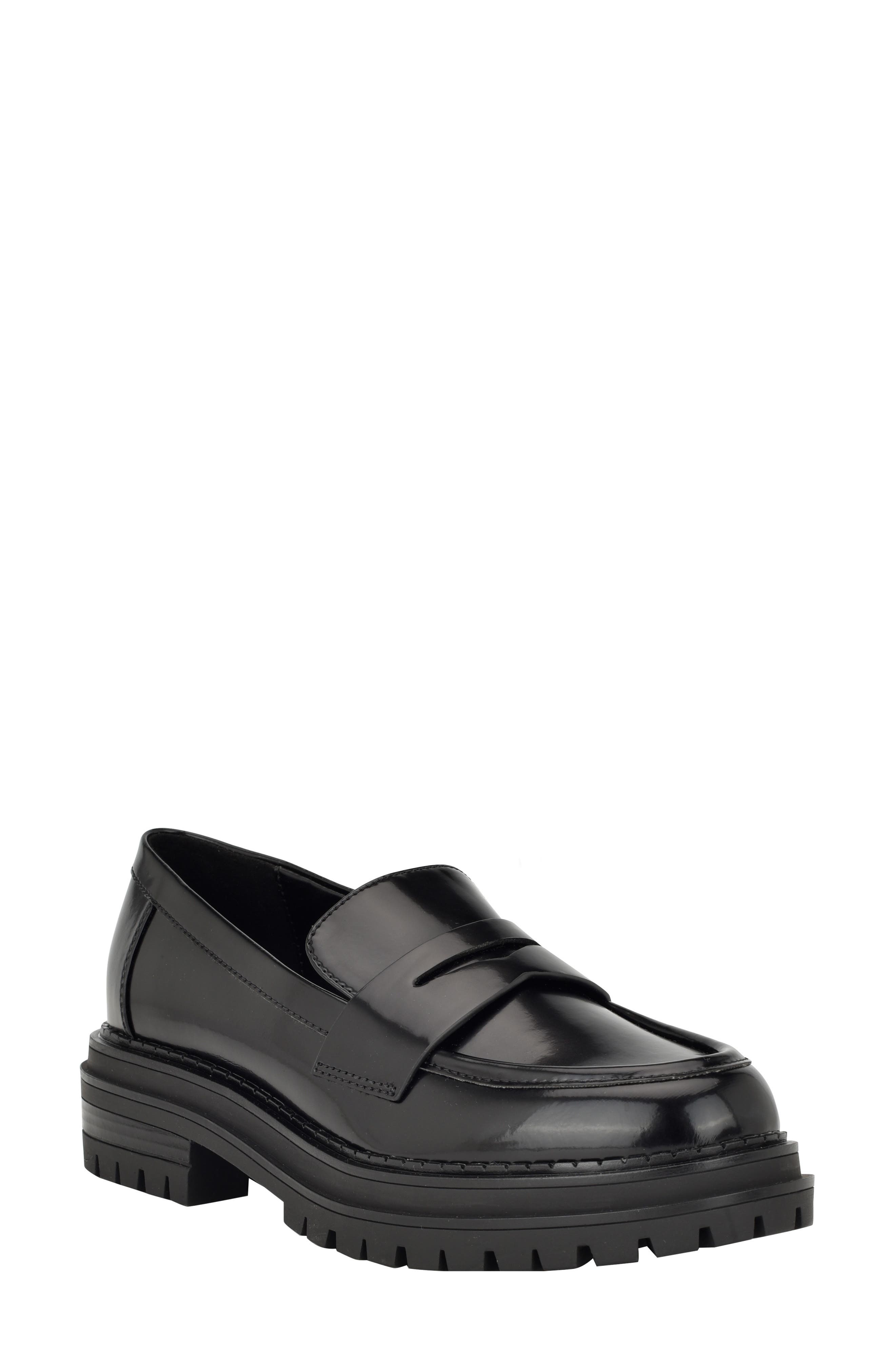 Calvin Klein Grant Lug Sole Penny Loafer, Main, color, Black