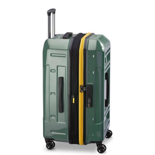 Delsey Paris Rempart Checked Medium Hardside Expandable Luggage Trunk With Spinner Wheels In Army Green