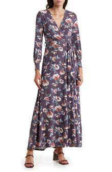 GO COUTURE Long Sleeve Maxi Wrap Dress