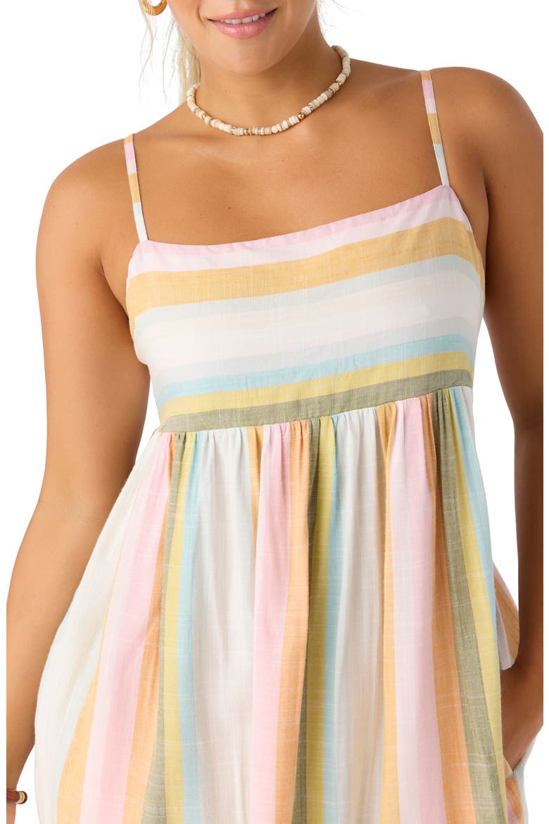 Saskia Stripe Babydoll Minidress, Alternate, color, MULTI COLORED