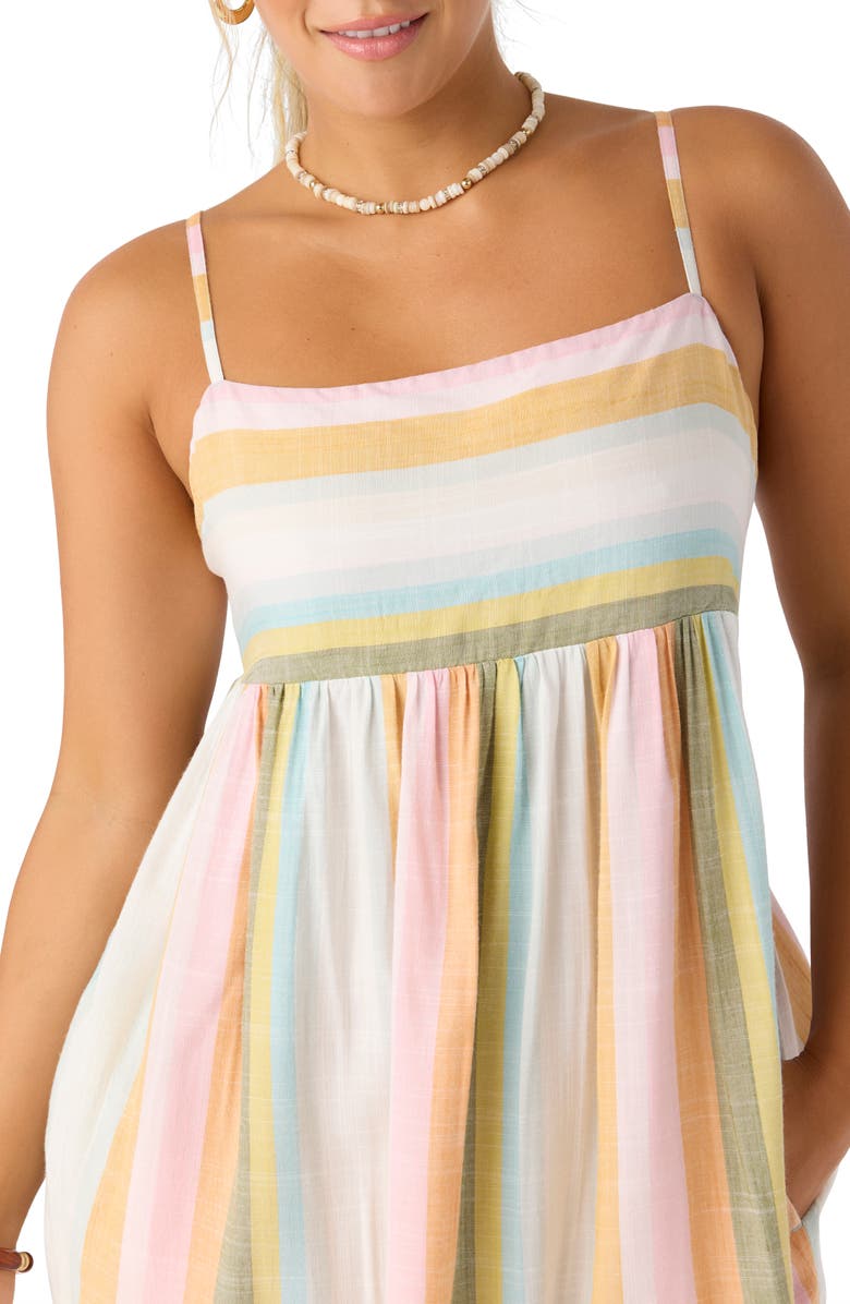 O'Neill Saskia Stripe Babydoll Minidress, Alternate, color, 