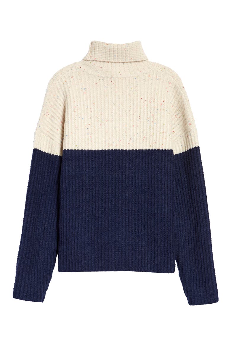 Oversize Colorblock Sweater, Alternate, color, BEIGE HEATHER/ NAVY COMBO