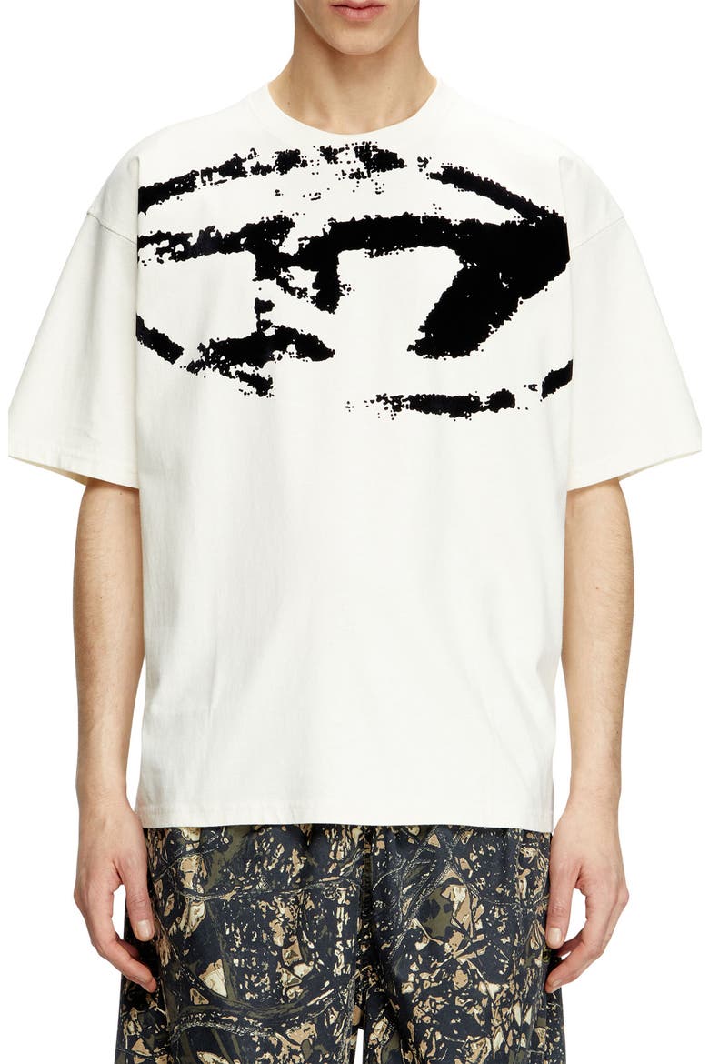 T-Boxt-N14 Flocked Logo T-Shirt, Main, color, IVORY
