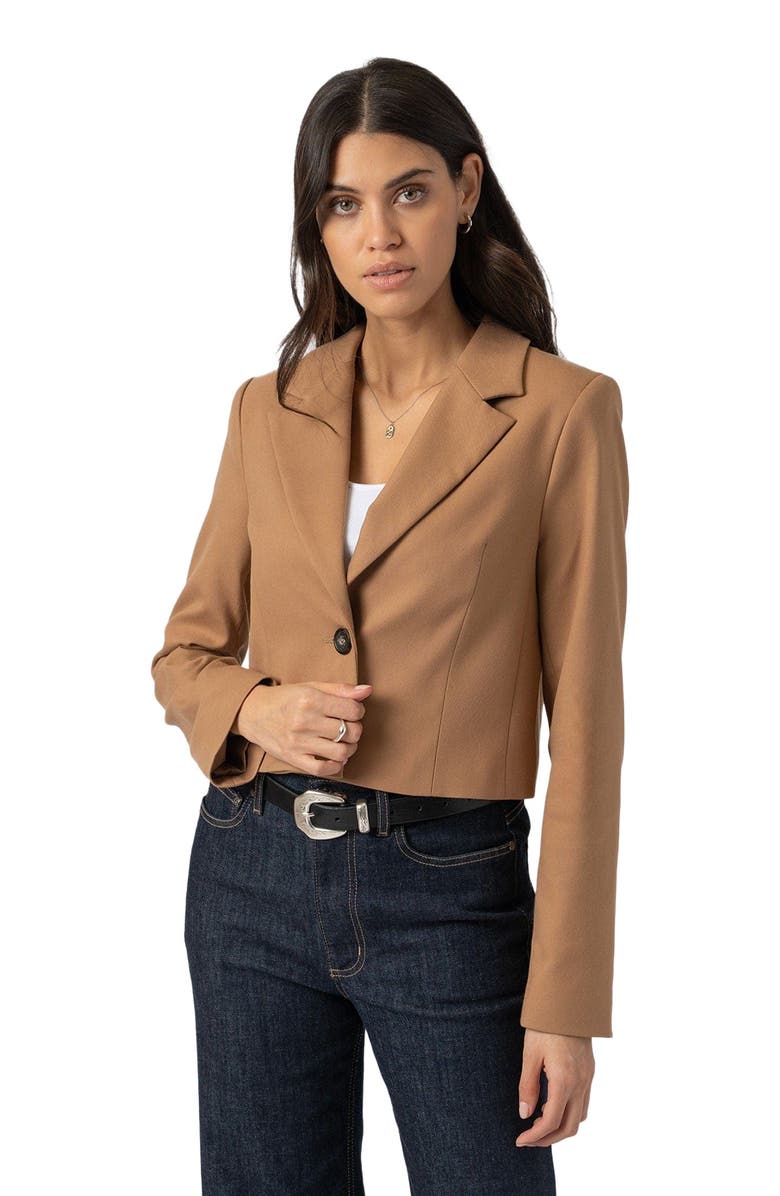 Saint + Sofia Astrid Crop Blazer, Alternate, color, Brown
