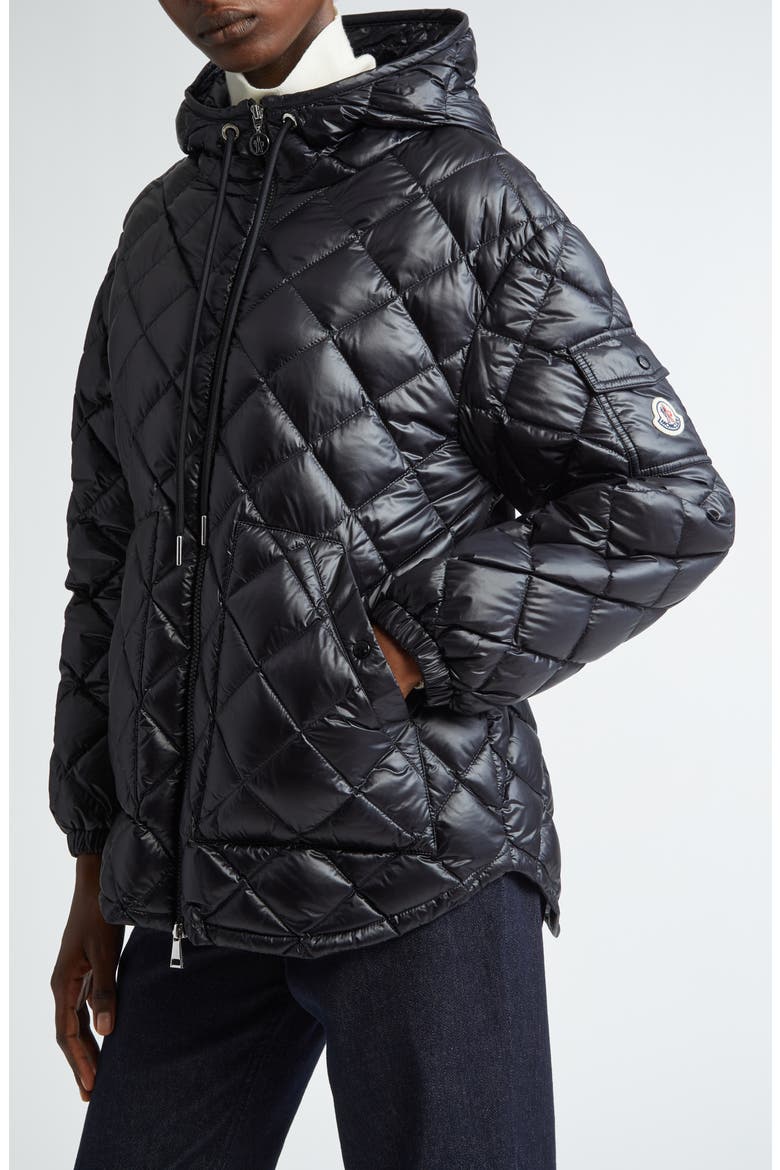 Quilted Hooded Down Jacket, Alternate, color, BLACK