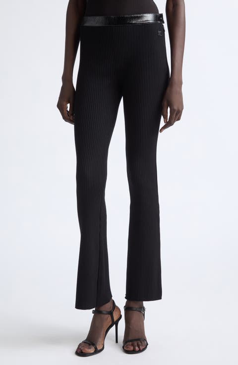 Vinyl Trim Rib Flare Pants