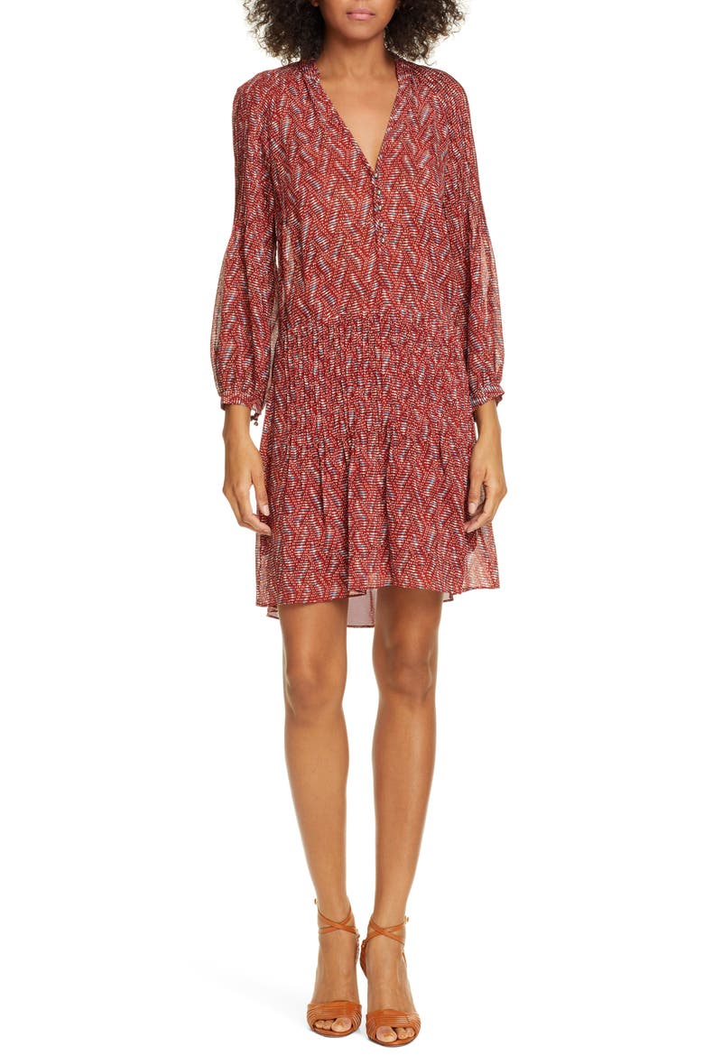 Priya Print Dress, Main, color, CLAY MULTI