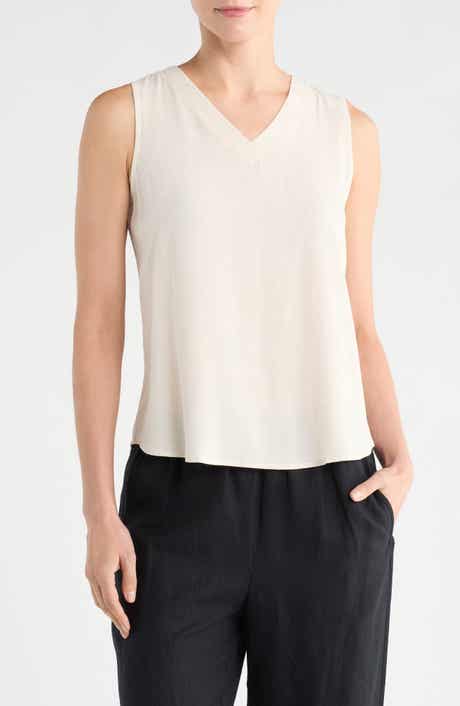 Renee C Linen V-Neck Sleeveless Tank Top