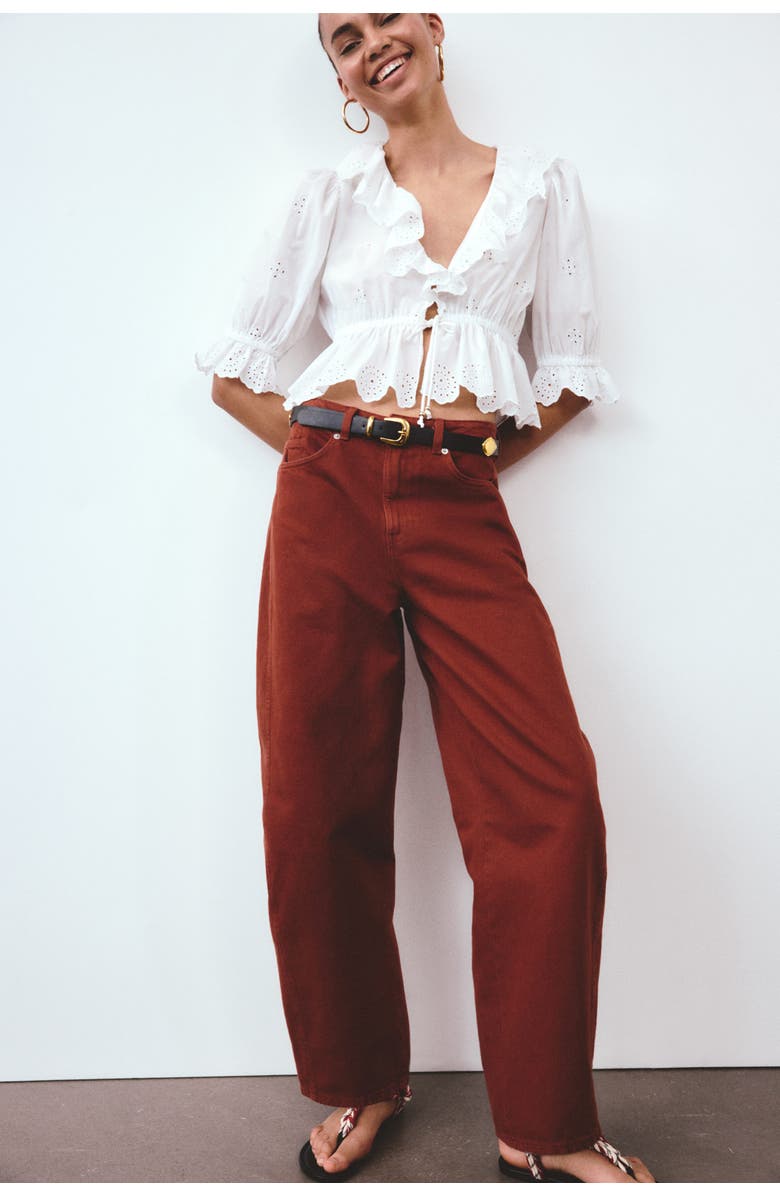 H&M Baggy high waist jeans, Main, color, Rust Red