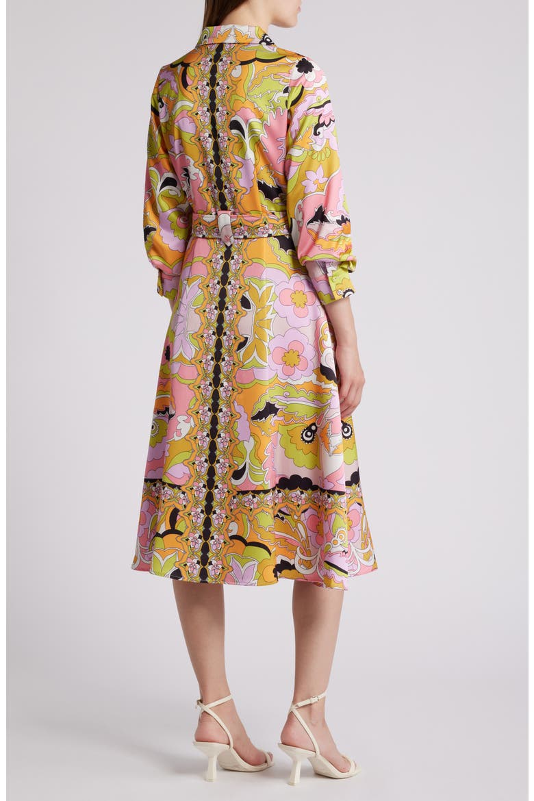 Breeze Floral Print Belted Midi Shirtdress, Alternate, color, PINK MULTI