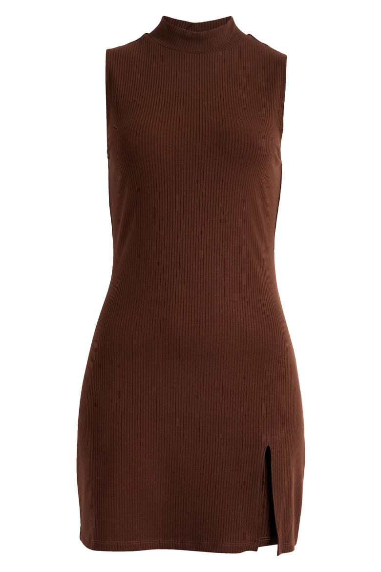 Skylar Mock Neck Rib Minidress, Main, color, CAFE