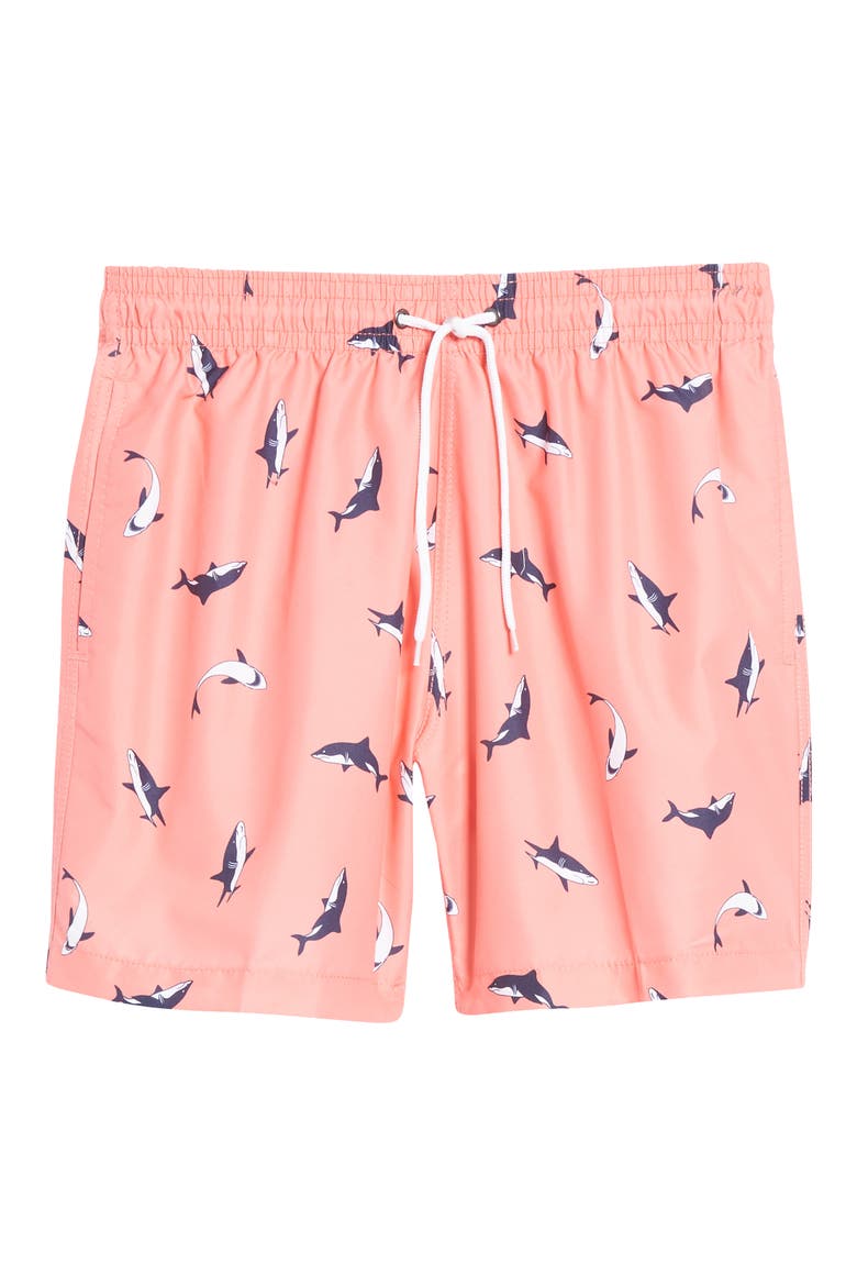 Sano Swim Trunks, Alternate, color, DUSTY CORAL MINI SHARKS
