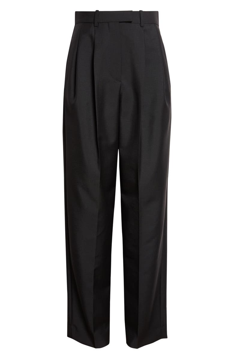 Givenchy Double Pleat Wool & Mohair Trousers, Alternate, color, Black