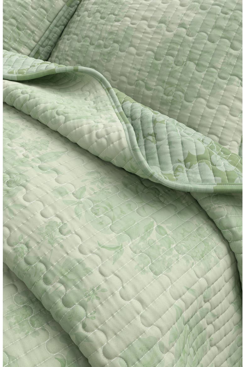 Floral Cotton Quilt & Sham Set, Alternate, color, EUCALYPTUS