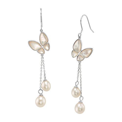 The Pearl Source White Freshwater Pearl Gaia Earrings In Sterling Silver