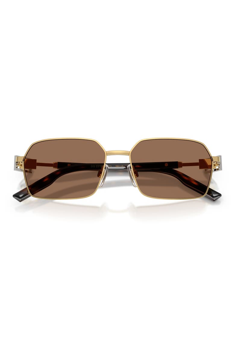 56mm Rectangular Sunglasses, Alternate, color, GOLD