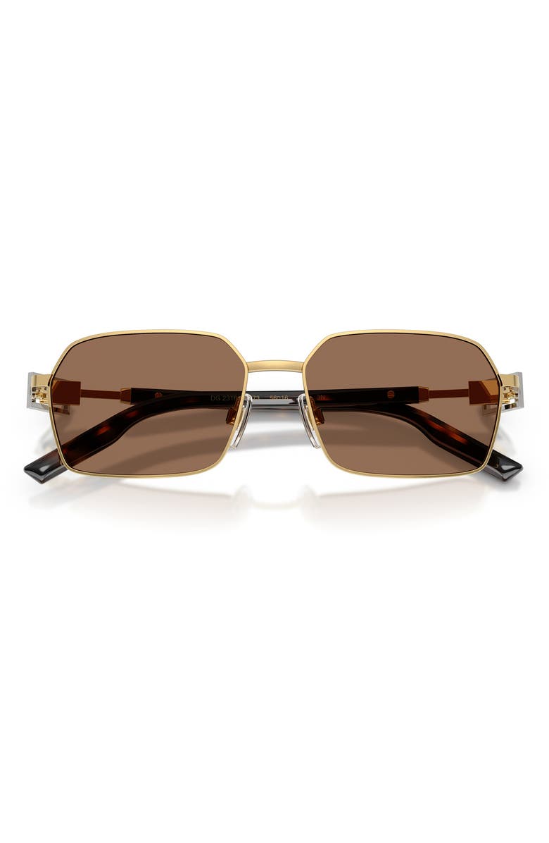 Dolce&Gabbana 56mm Rectangular Sunglasses, Alternate, color, Gold