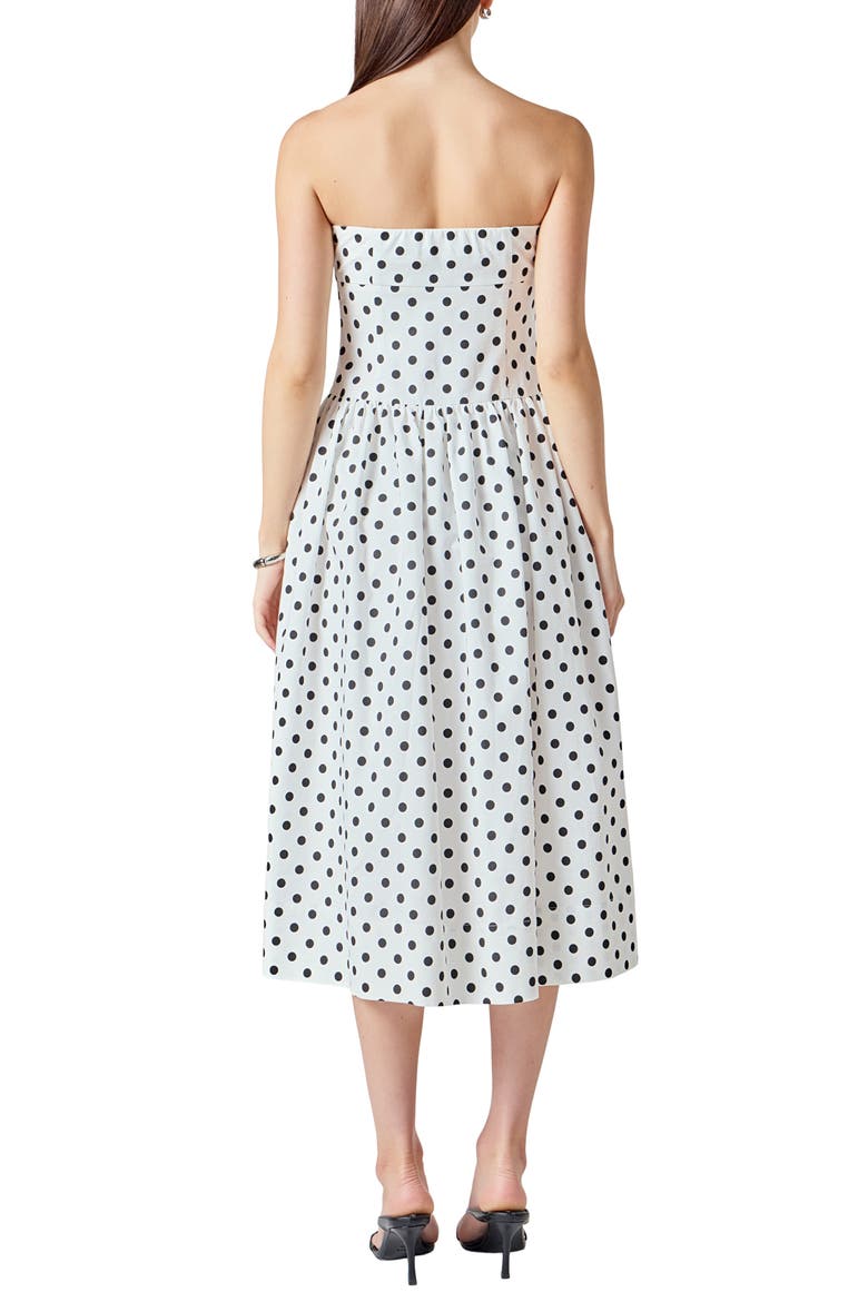 Polka Dot Strapless A-Line Dress, Alternate, color, WHITE/ BLACK