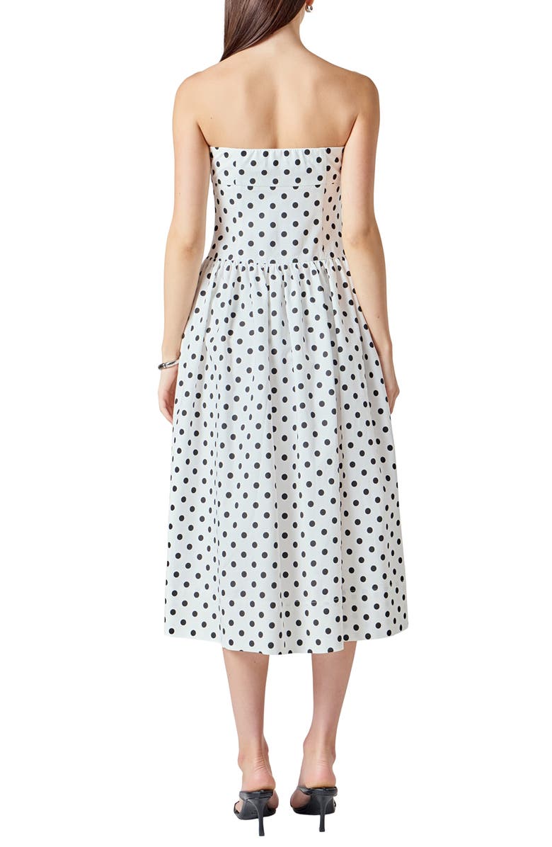 Endless Rose Polka Dot Strapless A-Line Dress, Alternate, color, White/ Black