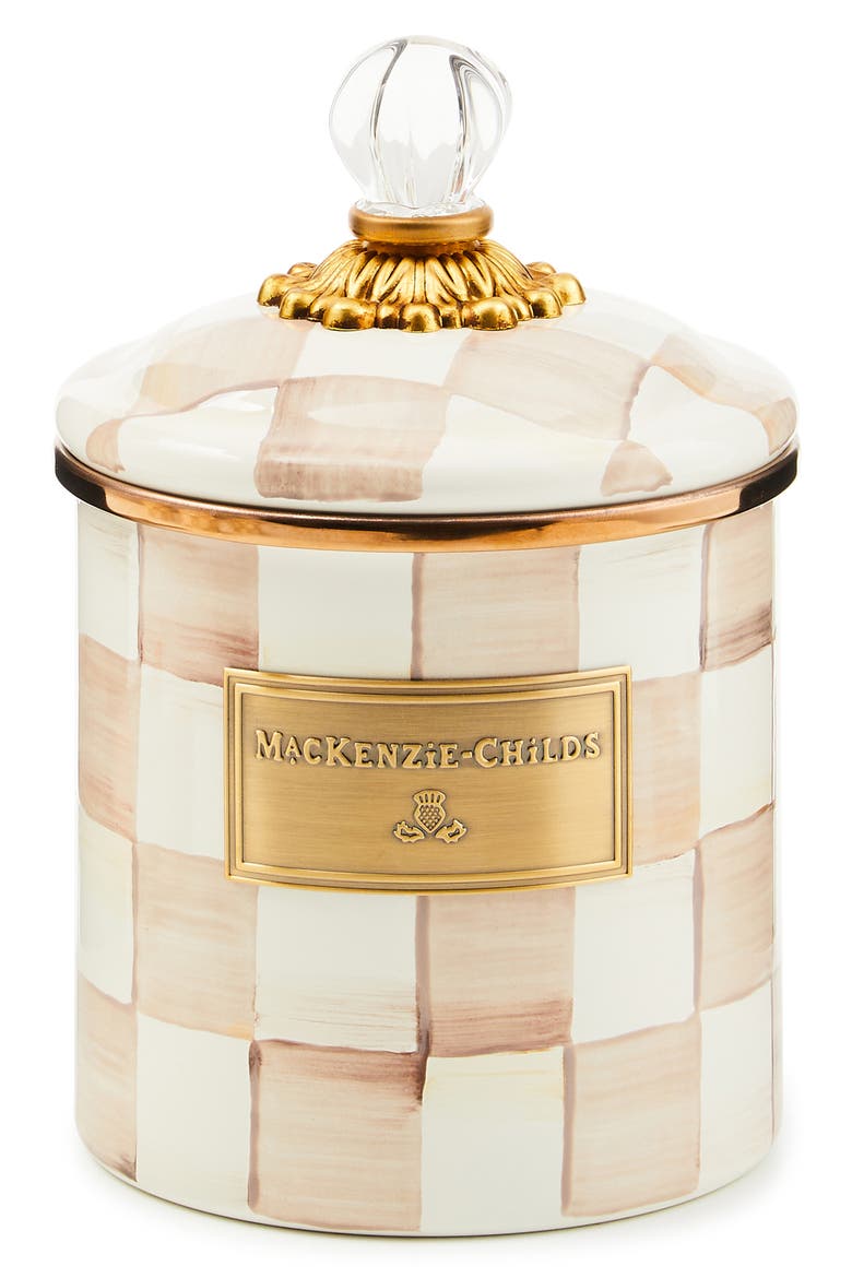 Mocha Check Small Enameled Steel Canister, Main, color, MOCHA