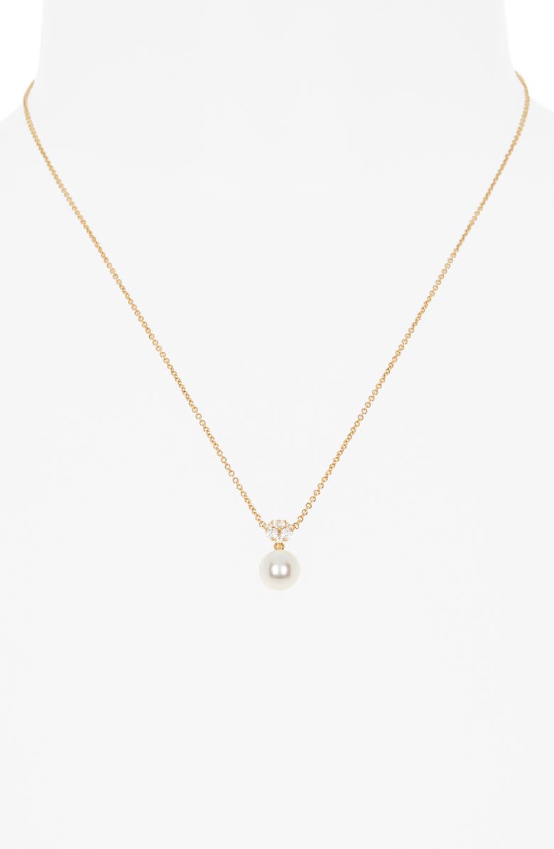 Nadri Camila Faux Pearl Pendant Necklace & Stud Earrings Set, Alternate, color, Gold