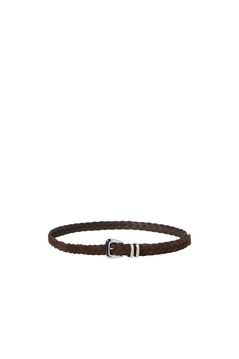 Reversed calfskin braided belt with tip, Alternate, color, Rust Brown