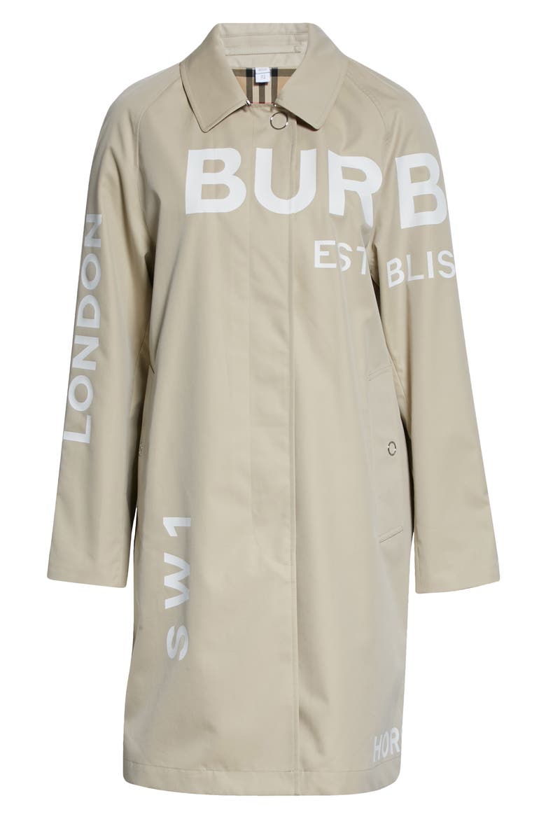 Antonia Logo Print Cotton Gabardine Car Coat, Alternate, color, STONE