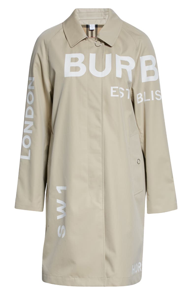 Burberry Antonia Logo Print Cotton Gabardine Car Coat, Alternate, color, 