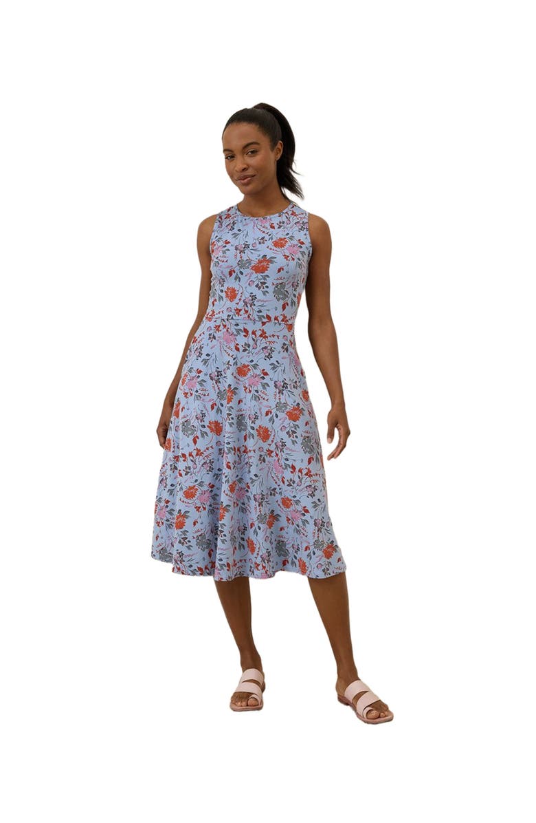 Pact Organic Cotton Fit & Flare Keyhole Back Dress, Main, color, Cornflower Blue