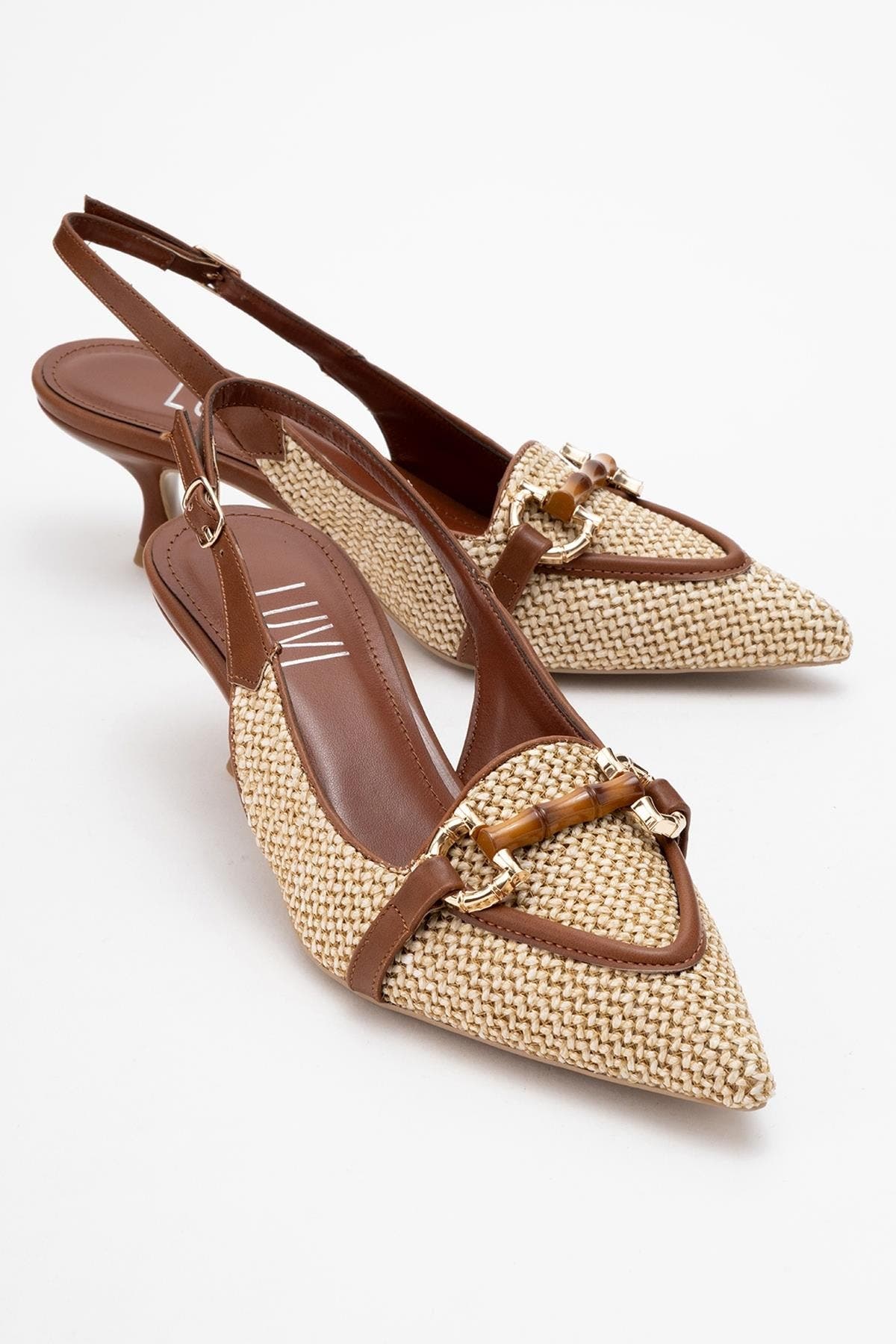 Prologue Shoes Osca Pointed Toe Buckled Slingback Pump, Alternate, color, Cognac