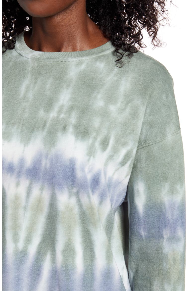 Tie Dye Cotton Blend Sweatshirt, Alternate, color, OLIVE- GREY COMBO