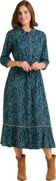 Brakeburn Skye 3/4 Sleeve Shirt Midi Dress