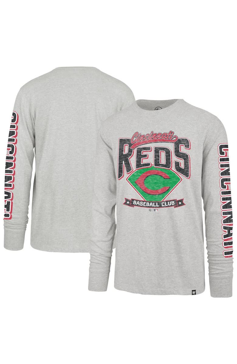 '47 Men's '47 Gray Cincinnati Reds Fair Ball Franklin Long Sleeve T-Shirt, Alternate, color, Gray