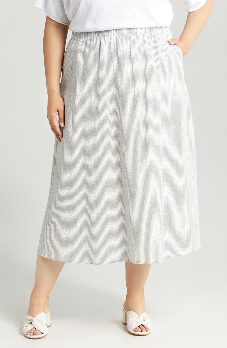 Eileen Fisher Organic Cotton A-Line Skirt, Alternate, color, White/ Black