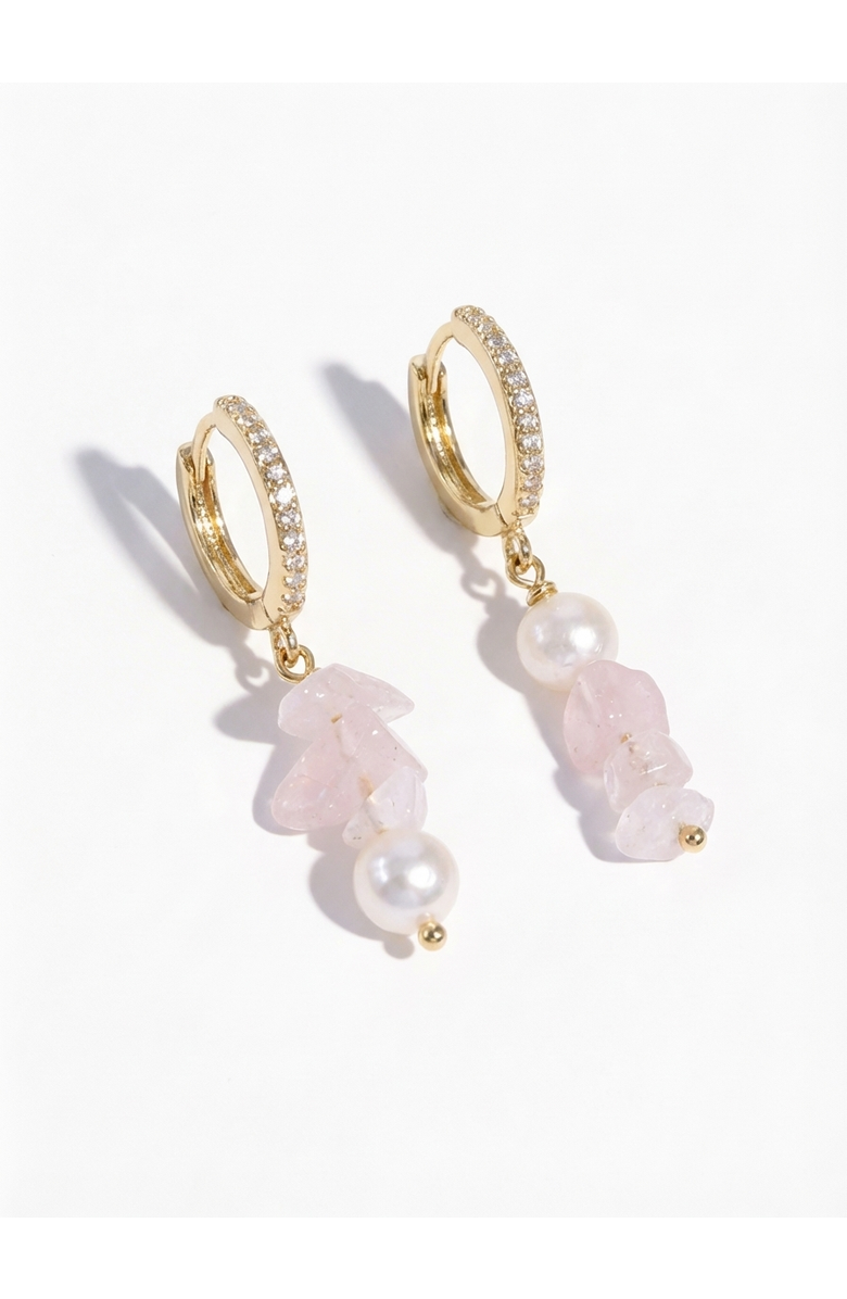 Joey Baby Rose Quartz Manifesting Necklace & Earring Gift Set, Alternate, color, Metallic Gold