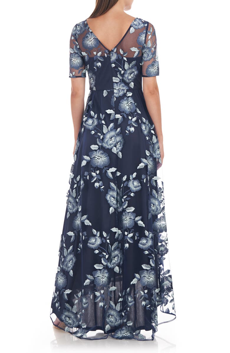 JS Collections Presley Floral Embroidered High-Low Gown, Alternate, color,
