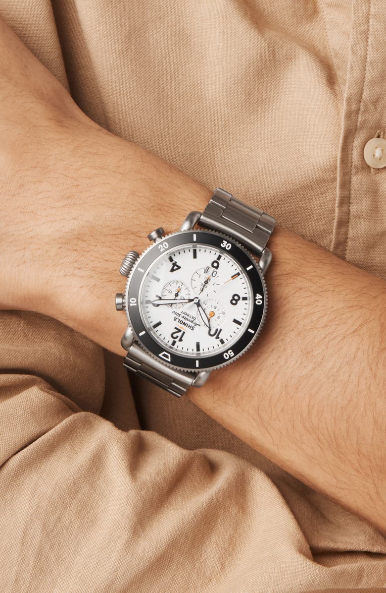 Shinola Runwell Sport White Hurricane Chronograph Watch Gift Set, 48mm, Alternate, color, White