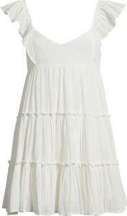 BP. Floral Flutter Sleeve Cotton Blend Mini Sundress