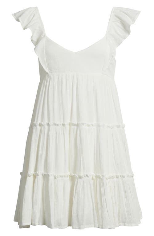 Bp. Flutter Sleeve Cotton Blend Gauze Babydoll Minidress In White