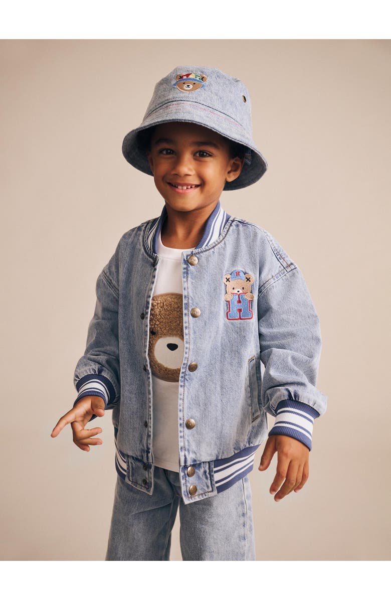 Huxbaby Dreamy Denim Varsity Bomber, Alternate, color, Fw25