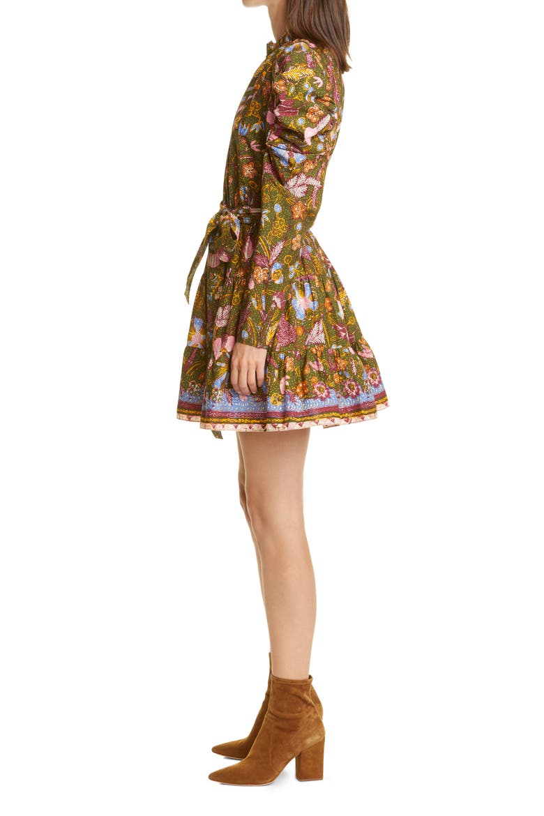 Naima Ruffle Long Sleeve Dress, Alternate, color, PINE FLORAL