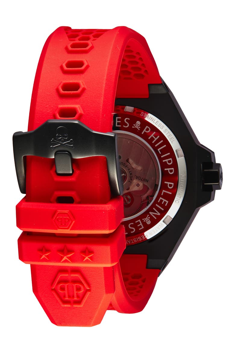 $keleton Royal Silicone Strap Watch, 46mm, Alternate, color, IP BLACK