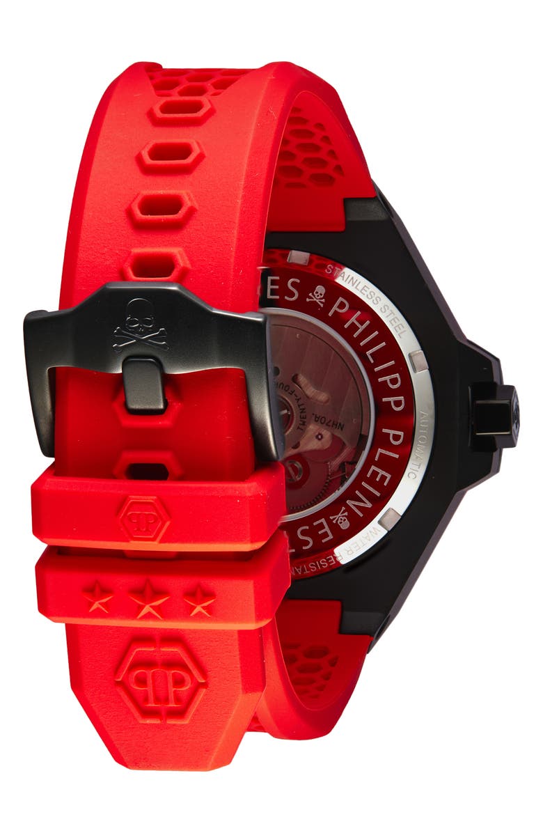 PHILIPP PLEIN $keleton Royal Silicone Strap Watch, 46mm, Alternate, color, Ip Black