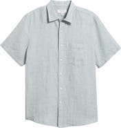Nordstrom Solid Short Sleeve Linen Button-Up Shirt